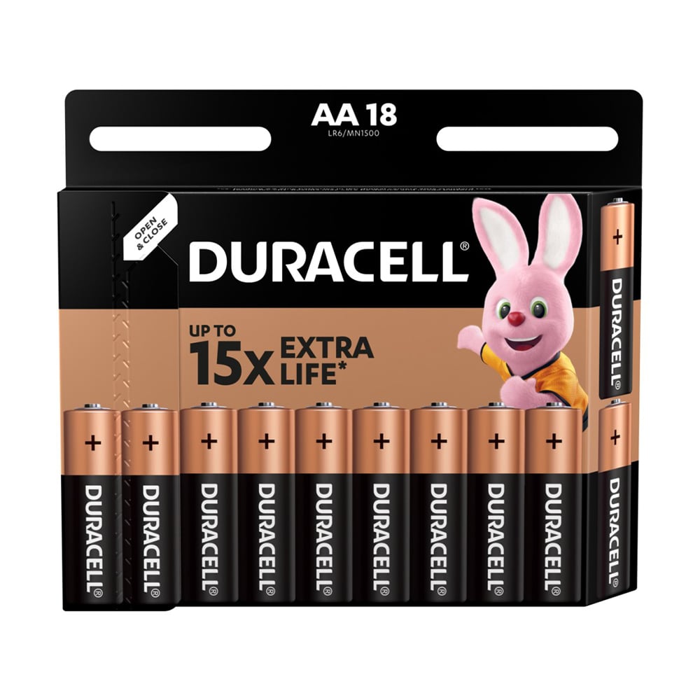 Алкалінові батарейки Duracell AA LR06/MN1500, 18 шт