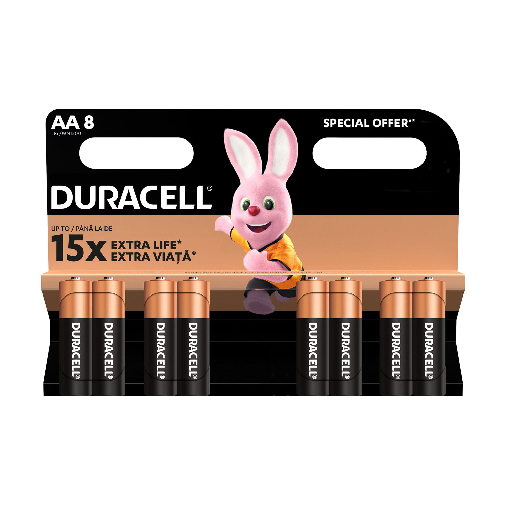 Алкалінові батарейки Duracell AA LR06/MN1500, 8 шт