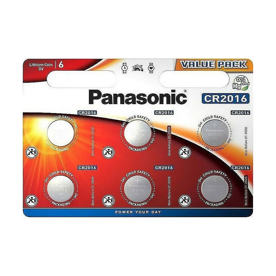 Батарейка Panasonic CR-2016 Lithium, 3V, 6 шт